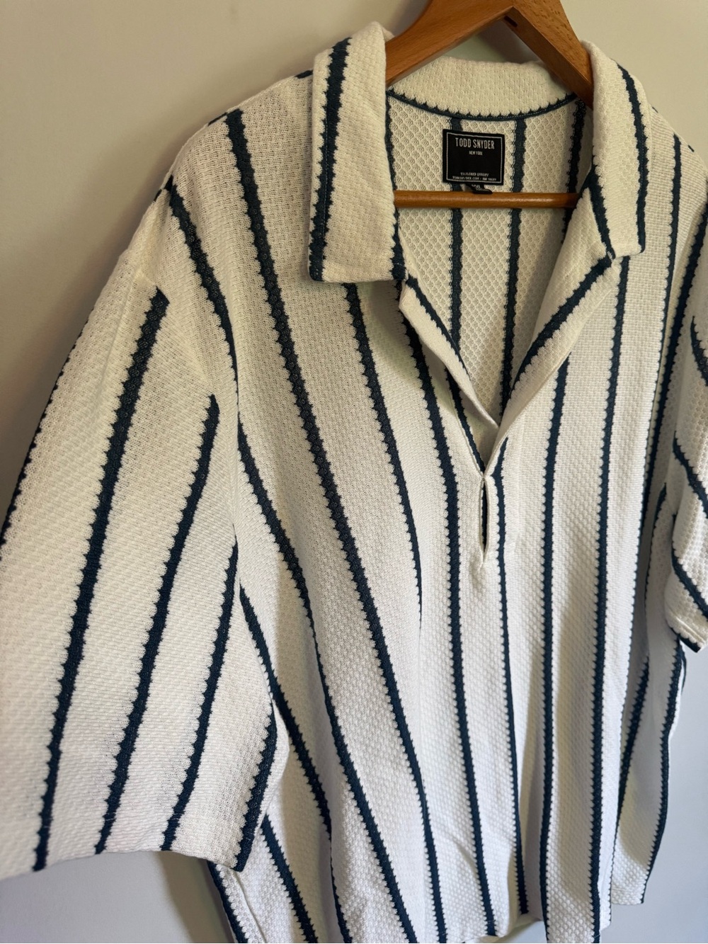 Todd Snyder White striped boucle knit Polo new without tags size XXL - Picture 4 of 11